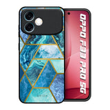 Turquoise Geometrical Marble Oppo F33 Pro 5G Glass Back Cover Online