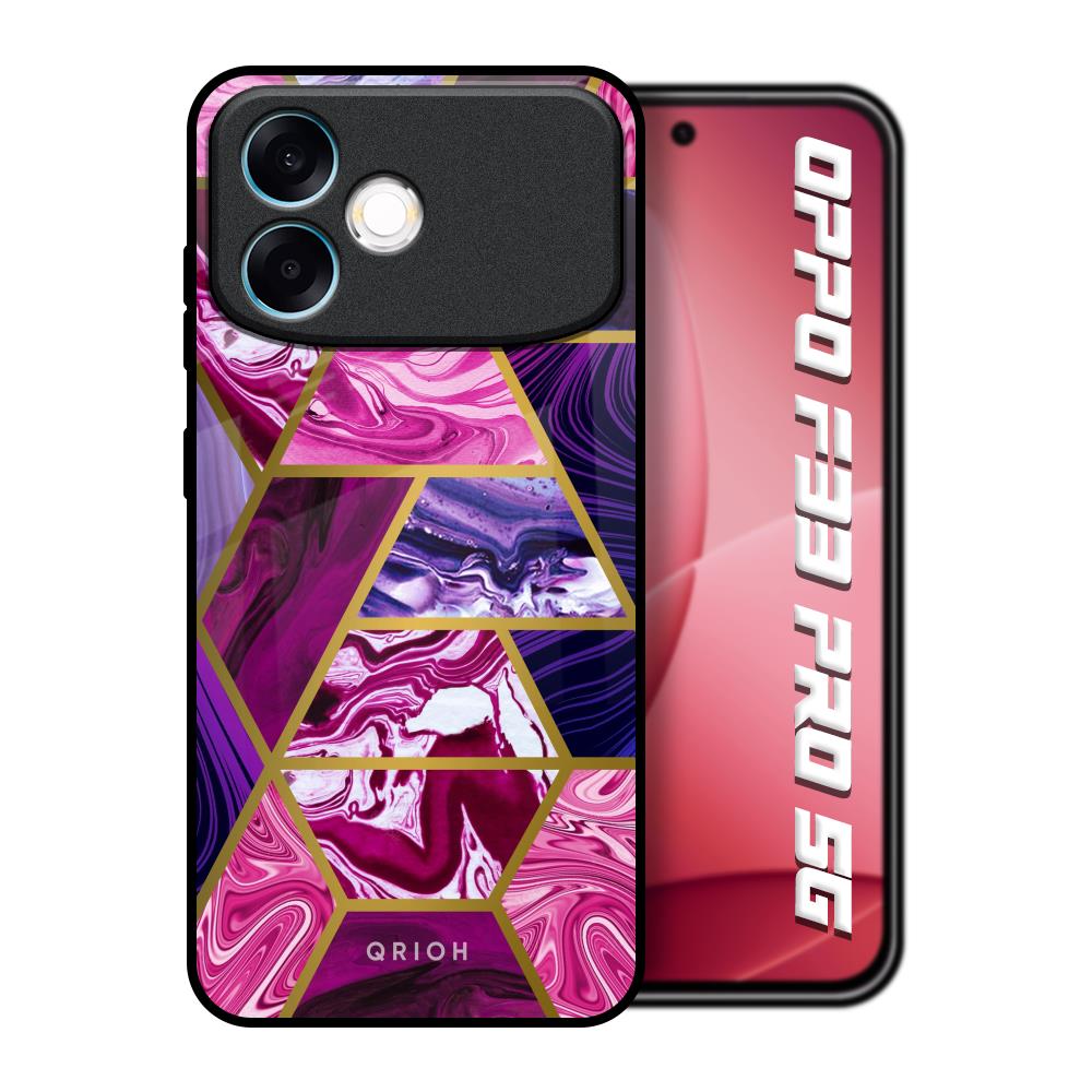 Electroplated Geometric Marble Oppo F33 Pro 5G Glass Back Cover Online
