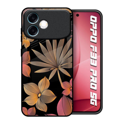 Lines Pattern Flowers Oppo F33 Pro 5G Glass Back Cover Online