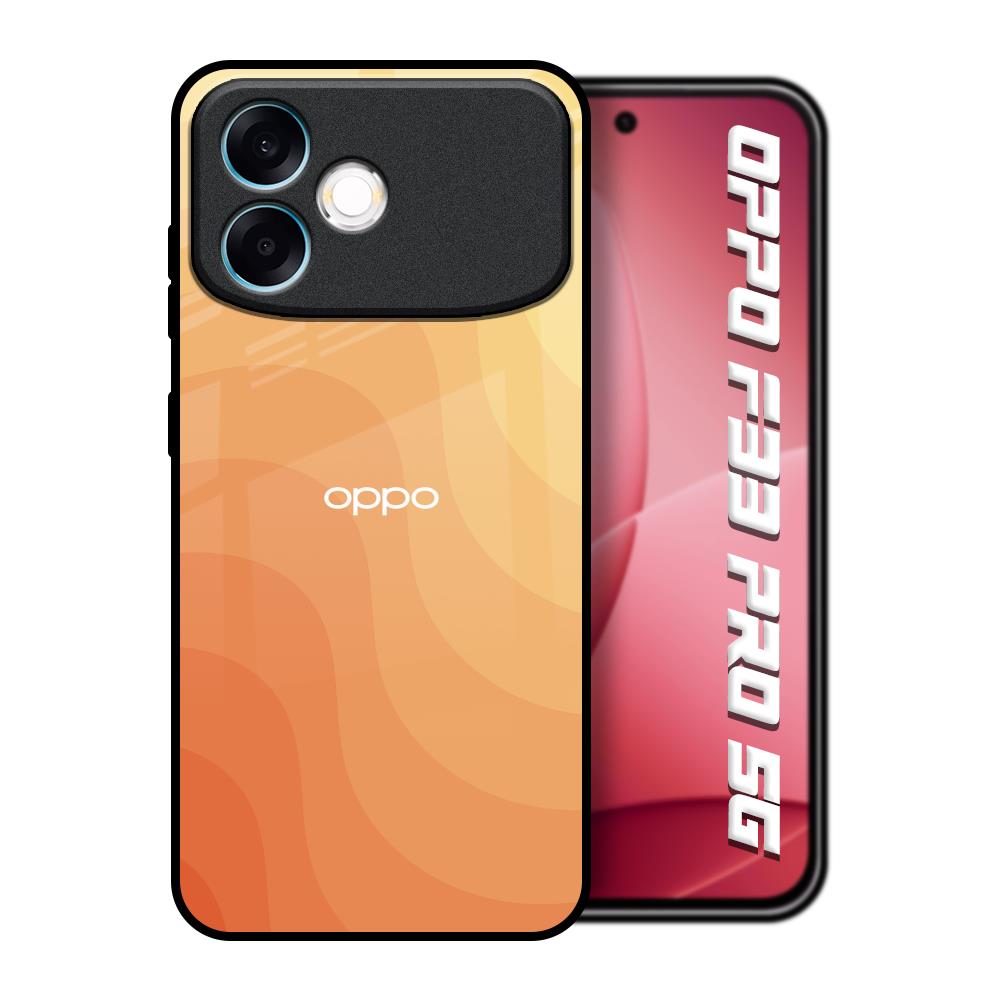 Orange Curve Pattern Oppo F33 Pro 5G Glass Back Cover Online