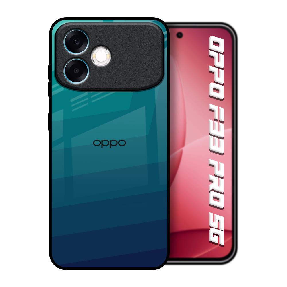 Green Triangle Pattern Oppo F33 Pro 5G Glass Back Cover Online
