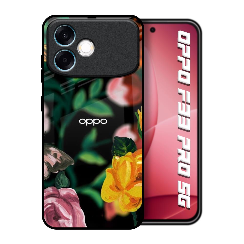 Flowers & Butterfly Oppo F33 Pro 5G Glass Back Cover Online