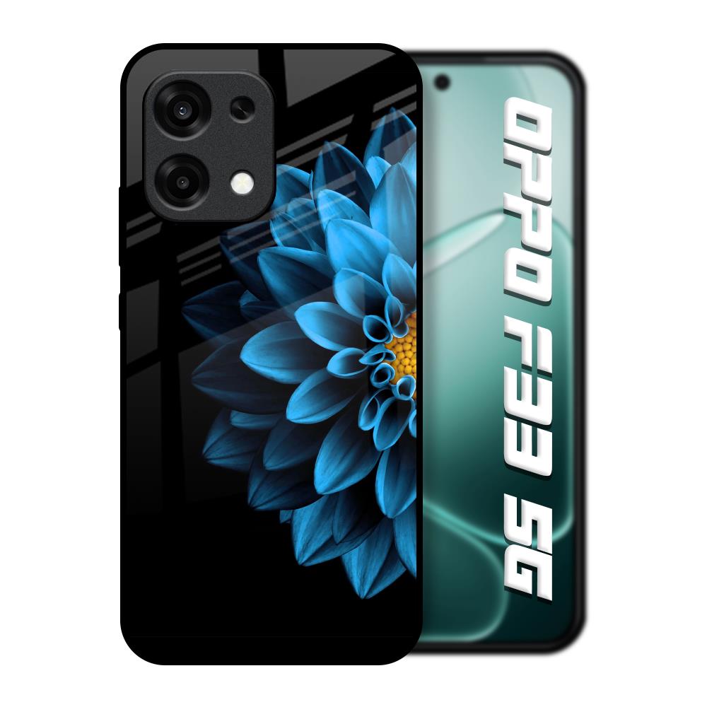 Half Blue Flower Oppo F33 5G Glass Back Cover Online