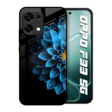 Half Blue Flower Oppo F33 5G Glass Back Cover Online