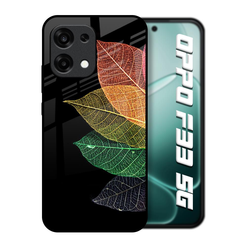 Colorful Leaves Oppo F33 5G Glass Back Cover Online