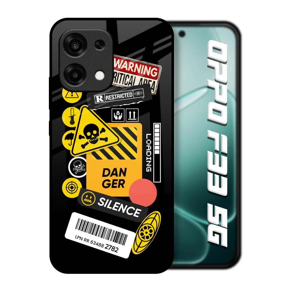 Danger Signs Oppo F33 5G Glass Back Cover Online