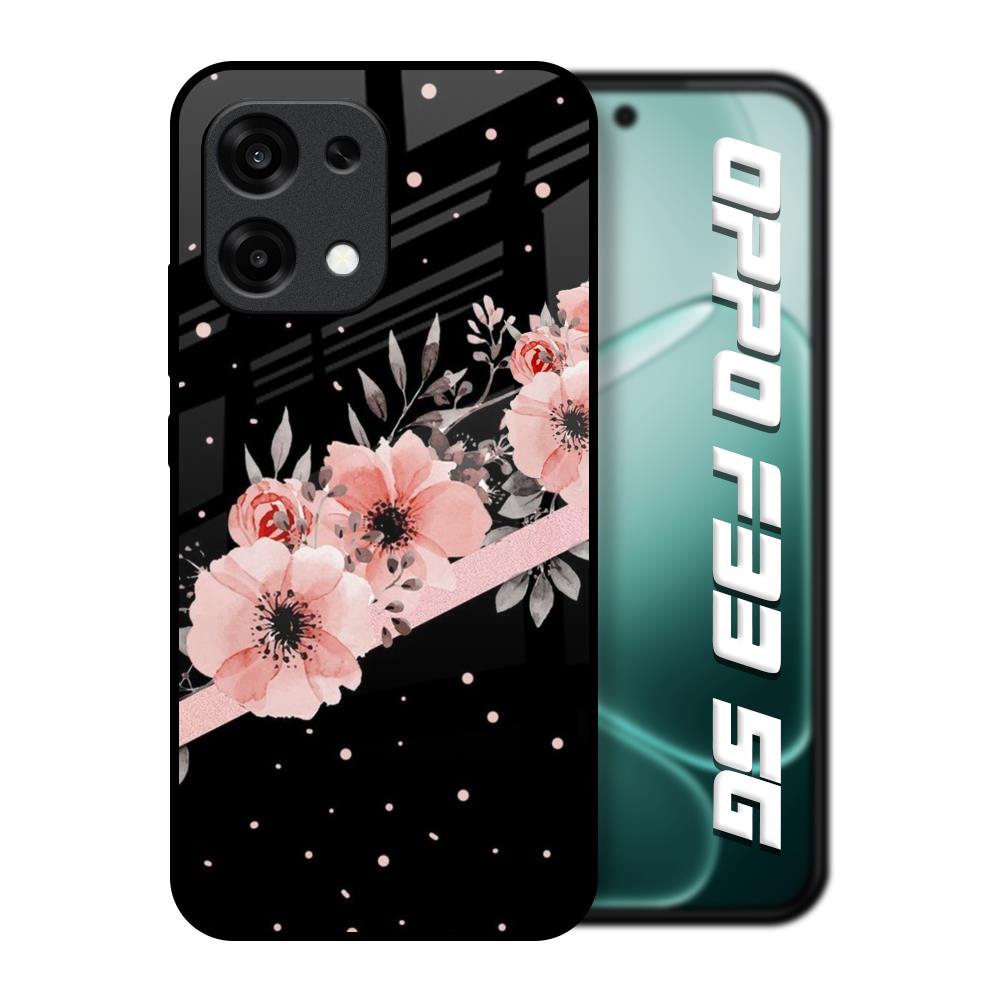 Floral Black Band Oppo F33 5G Glass Back Cover Online