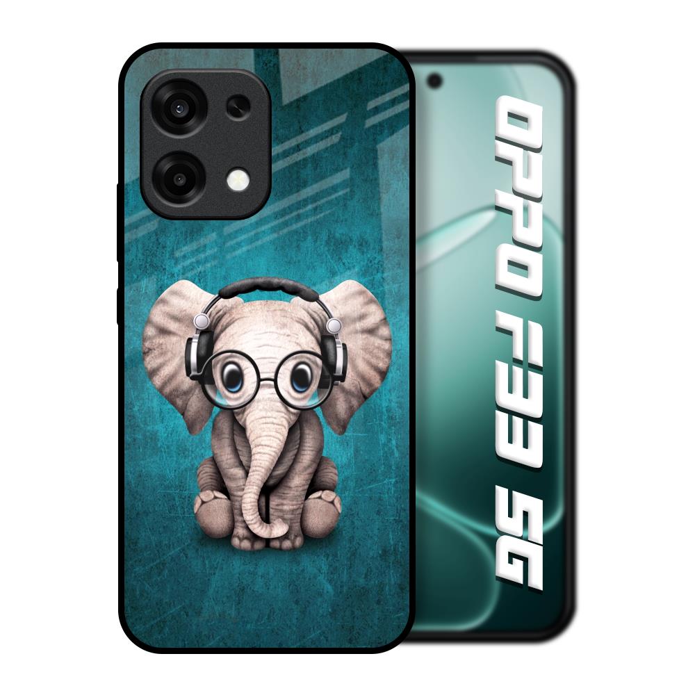 Adorable Baby Elephant Oppo F33 5G Glass Back Cover Online