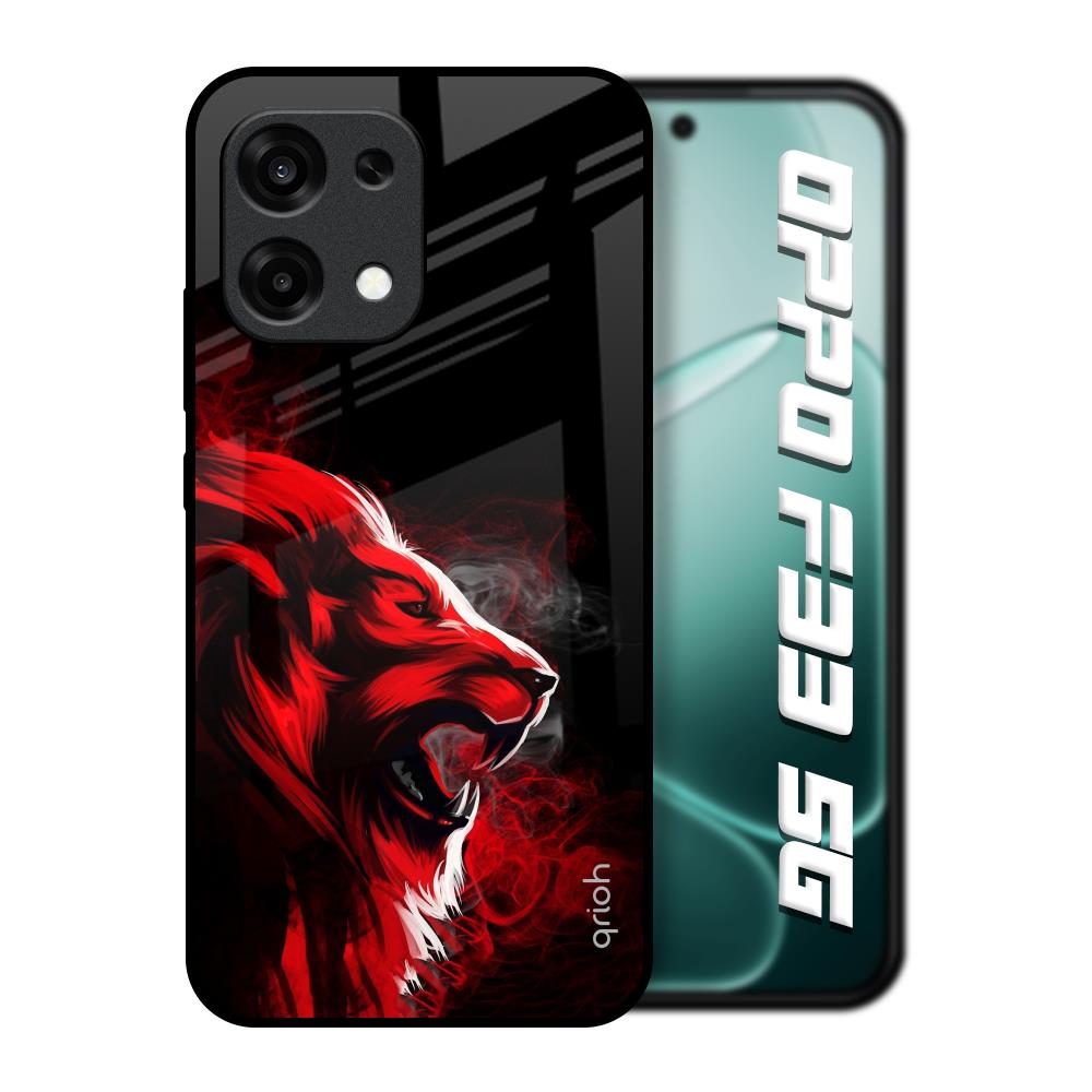 Red Angry Lion Oppo F33 5G Glass Back Cover Online