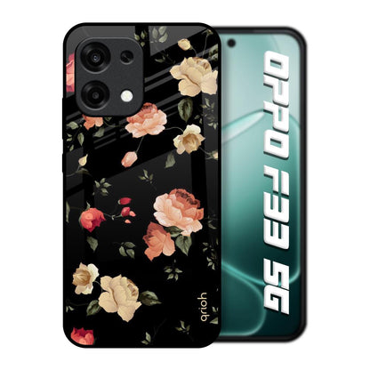 Black Spring Floral Oppo F33 5G Glass Back Cover Online