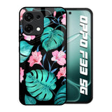 Tropical Leaves & Pink Flowers Oppo F33 5G Glass Back Cover Online
