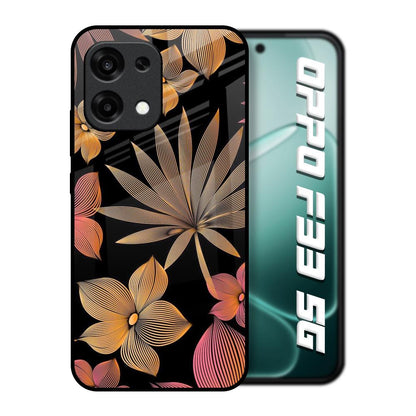 Lines Pattern Flowers Oppo F33 5G Glass Back Cover Online