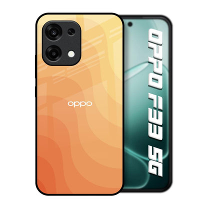Orange Curve Pattern Oppo F33 5G Glass Back Cover Online