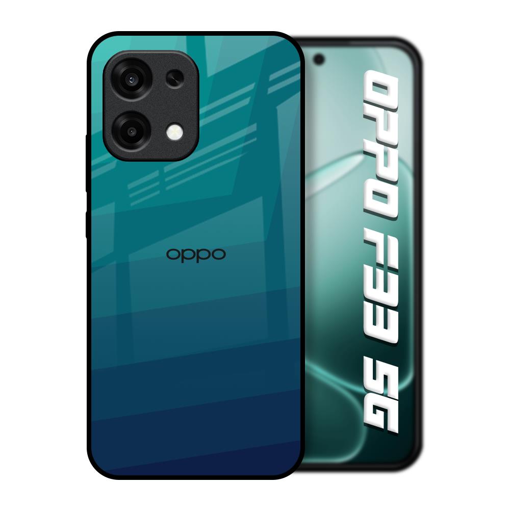 Green Triangle Pattern Oppo F33 5G Glass Back Cover Online