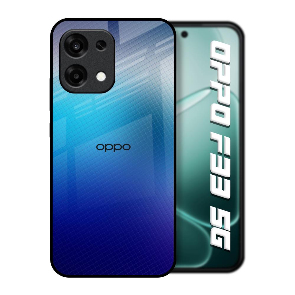 Blue Rhombus Pattern Oppo F33 5G Glass Back Cover Online