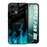 Teal Flames Oppo F33 5G Glass Back Cover Online