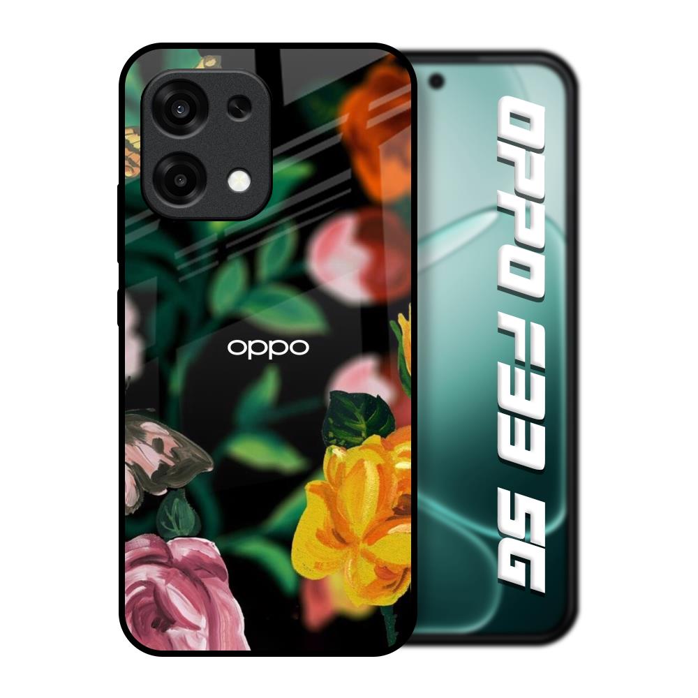 Flowers & Butterfly Oppo F33 5G Glass Back Cover Online