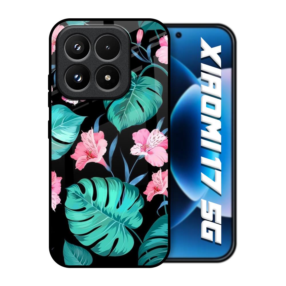 Tropical Leaves & Pink Flowers Xiaomi 17 5G Glass Back Cover Online