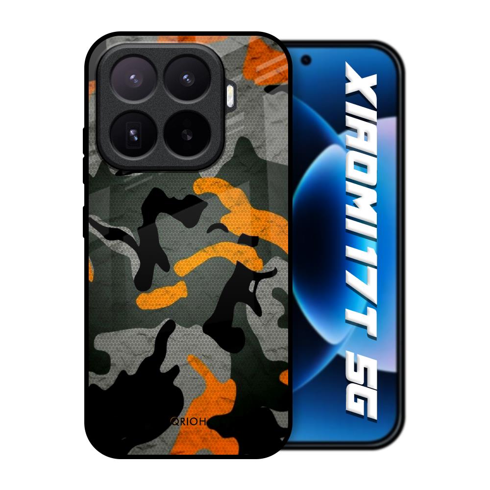 Camouflage Orange Xiaomi 17T 5G Glass Back Cover Online