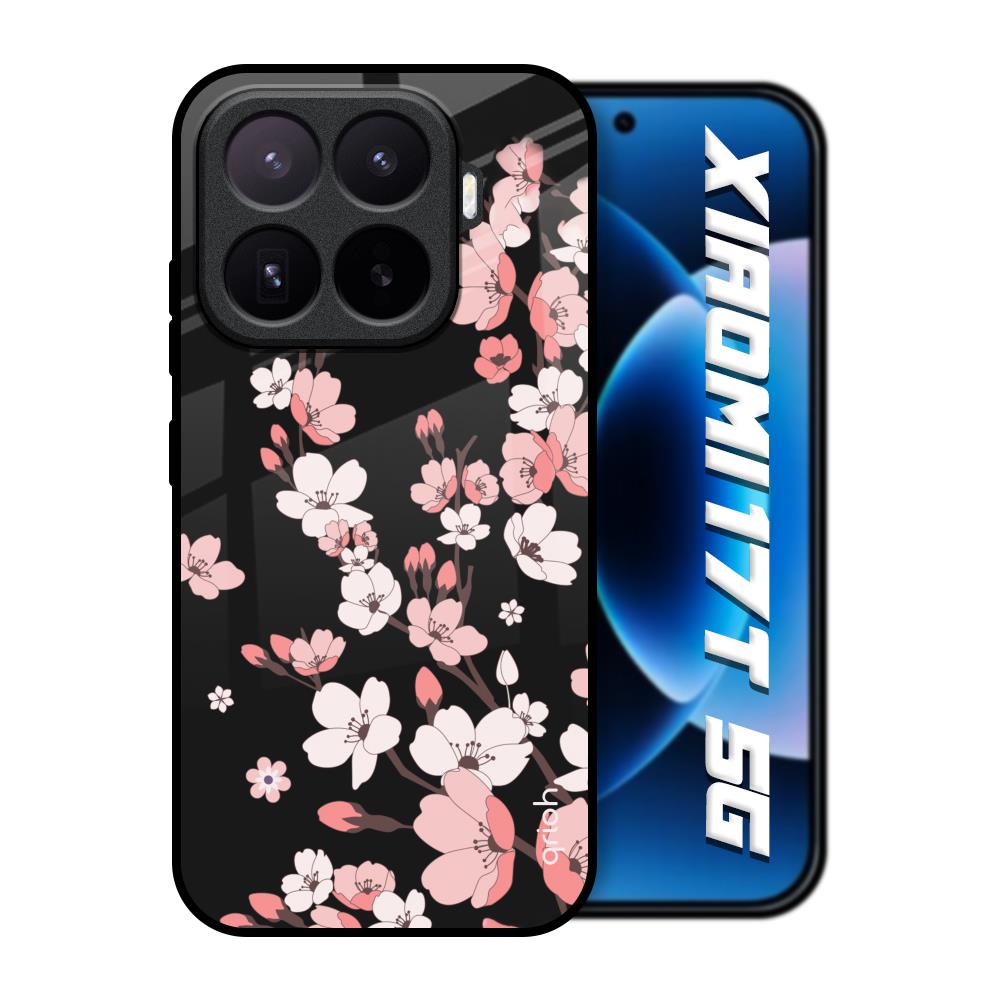 Black Cherry Blossom Xiaomi 17T 5G Glass Back Cover Online