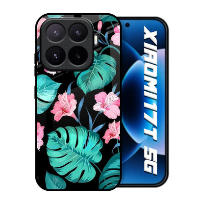 Tropical Leaves & Pink Flowers Xiaomi 17T 5G Glass Back Cover Online