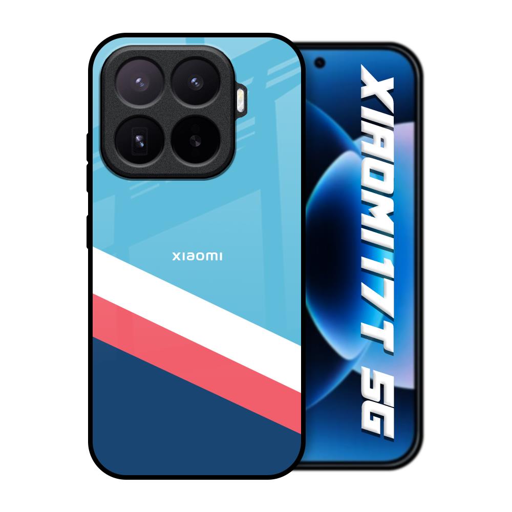 Pink & White Stripes Xiaomi 17T 5G Glass Back Cover Online