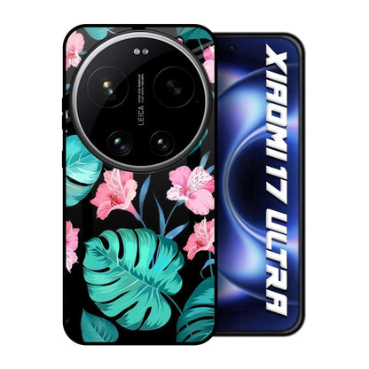 Tropical Leaves & Pink Flowers Xiaomi 17 Ultra 5G Glass Back Cover Online