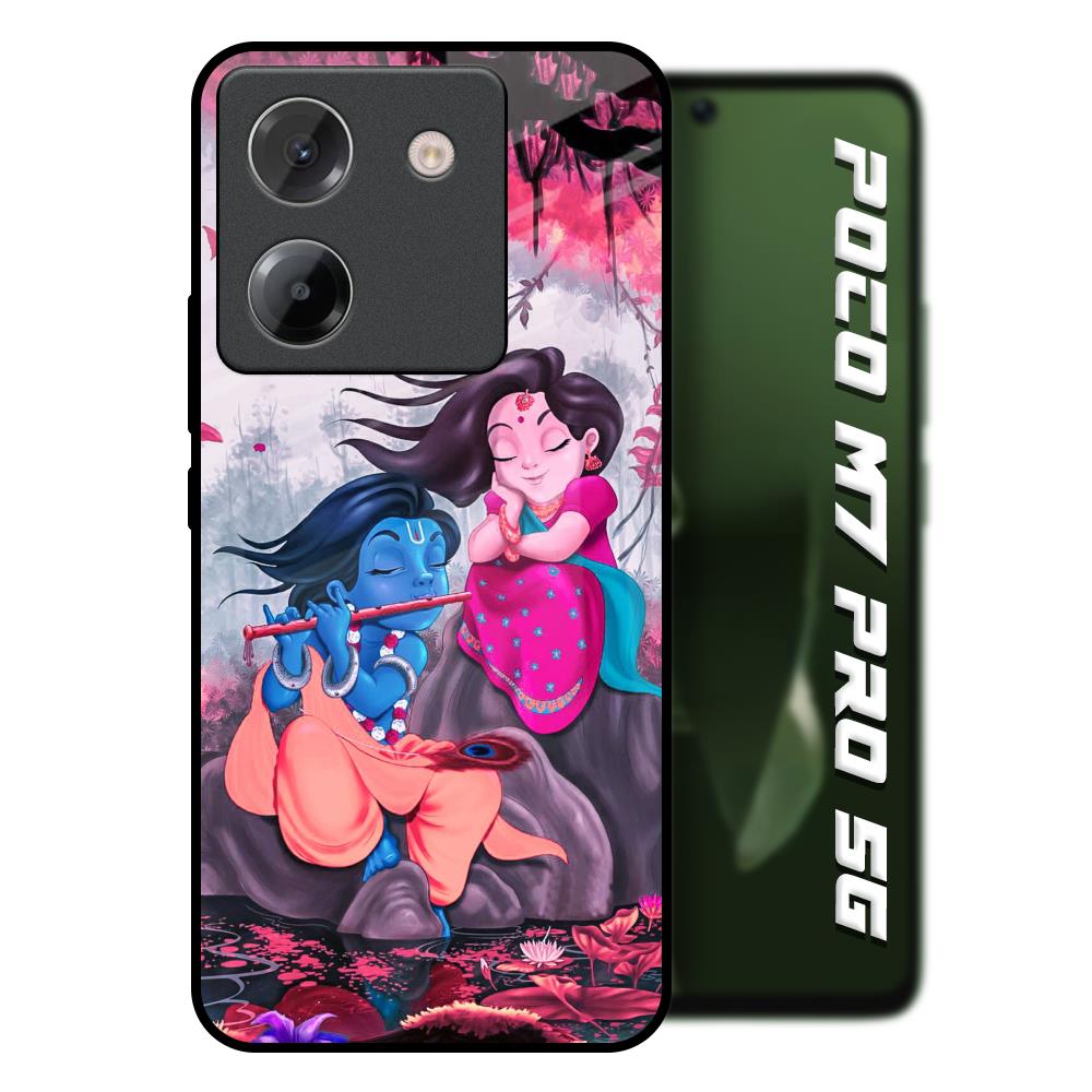 Radha Krishna Art Poco M7 Pro 5G Glass Back Cover Online