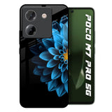 Half Blue Flower Poco M7 Pro 5G Glass Back Cover Online