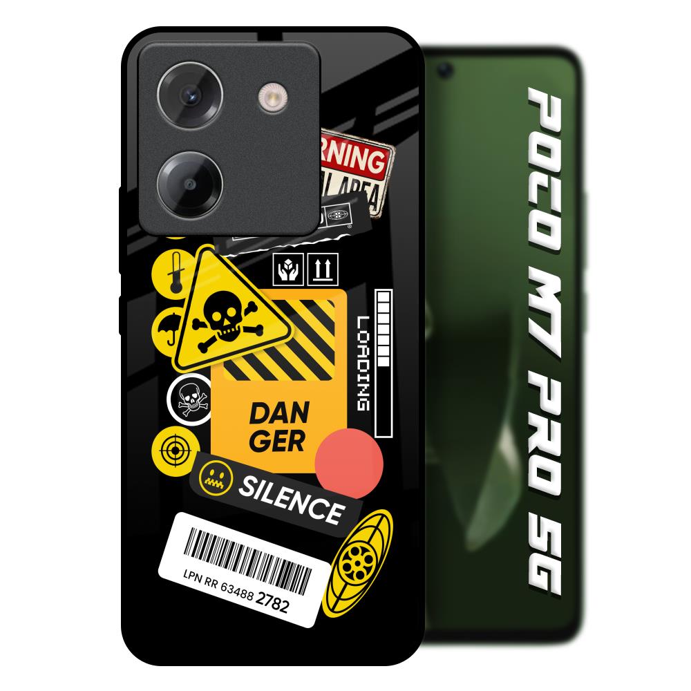 Danger Signs Poco M7 Pro 5G Glass Back Cover Online