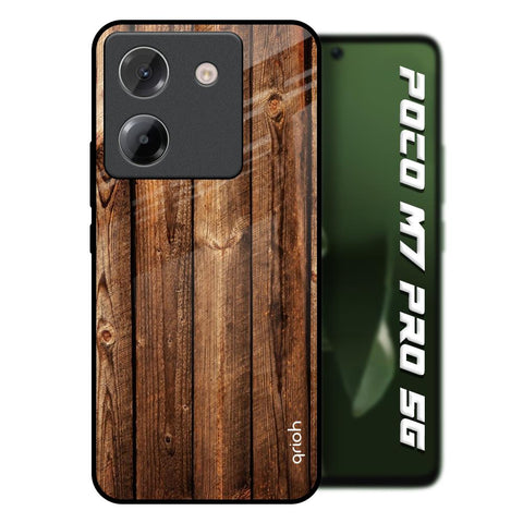 Timber Printed Poco M7 Pro 5G Glass Back Cover Online
