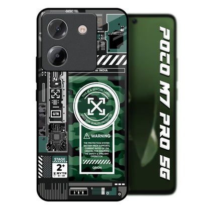 Green Camo Circuit Poco M7 Pro 5G Glass Back Cover Online