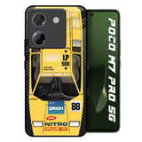 Yellow Racing Car Poco M7 Pro 5G Glass Back Cover Online