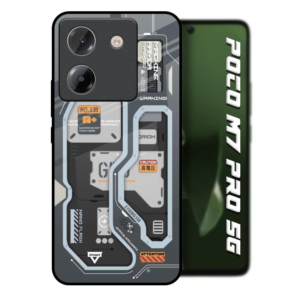 Retro Futuristic Poco M7 Pro 5G Glass Back Cover Online