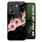 Floral Black Band Poco M7 Pro 5G Glass Back Cover Online