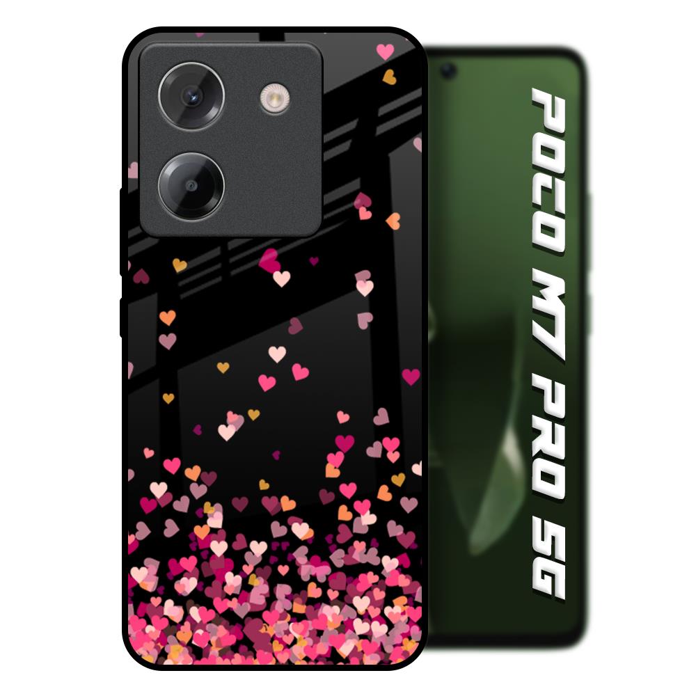 Heart Rain Fall Poco M7 Pro 5G Glass Back Cover Online