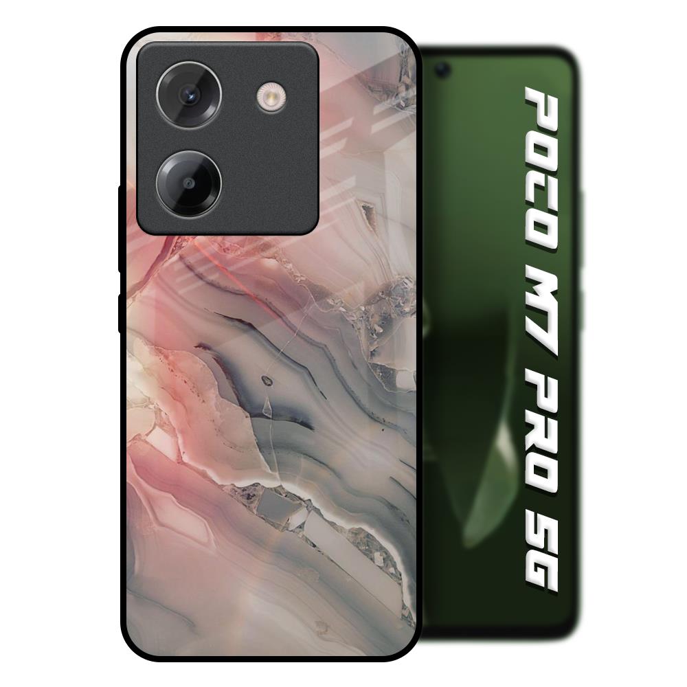 Pink And Grey Marble Poco M7 Pro 5G Glass Back Cover Online
