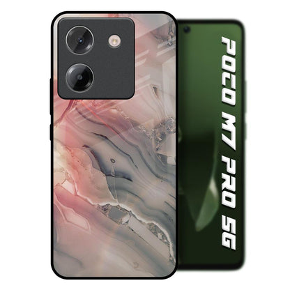 Pink And Grey Marble Poco M7 Pro 5G Glass Back Cover Online