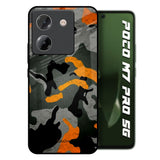 Camouflage Orange Poco M7 Pro 5G Glass Back Cover Online