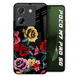 Floral Decorative Poco M7 Pro 5G Glass Back Cover Online