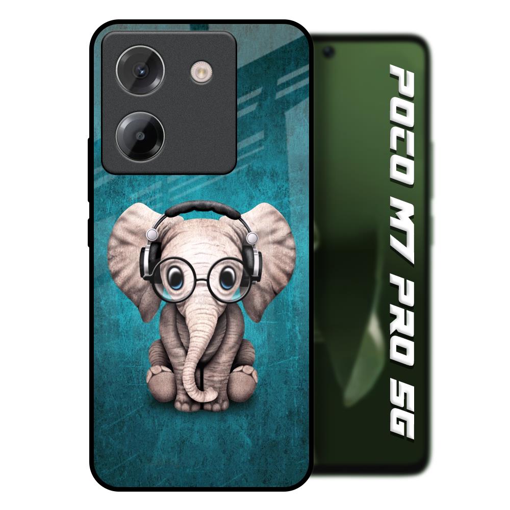 Adorable Baby Elephant Poco M7 Pro 5G Glass Back Cover Online