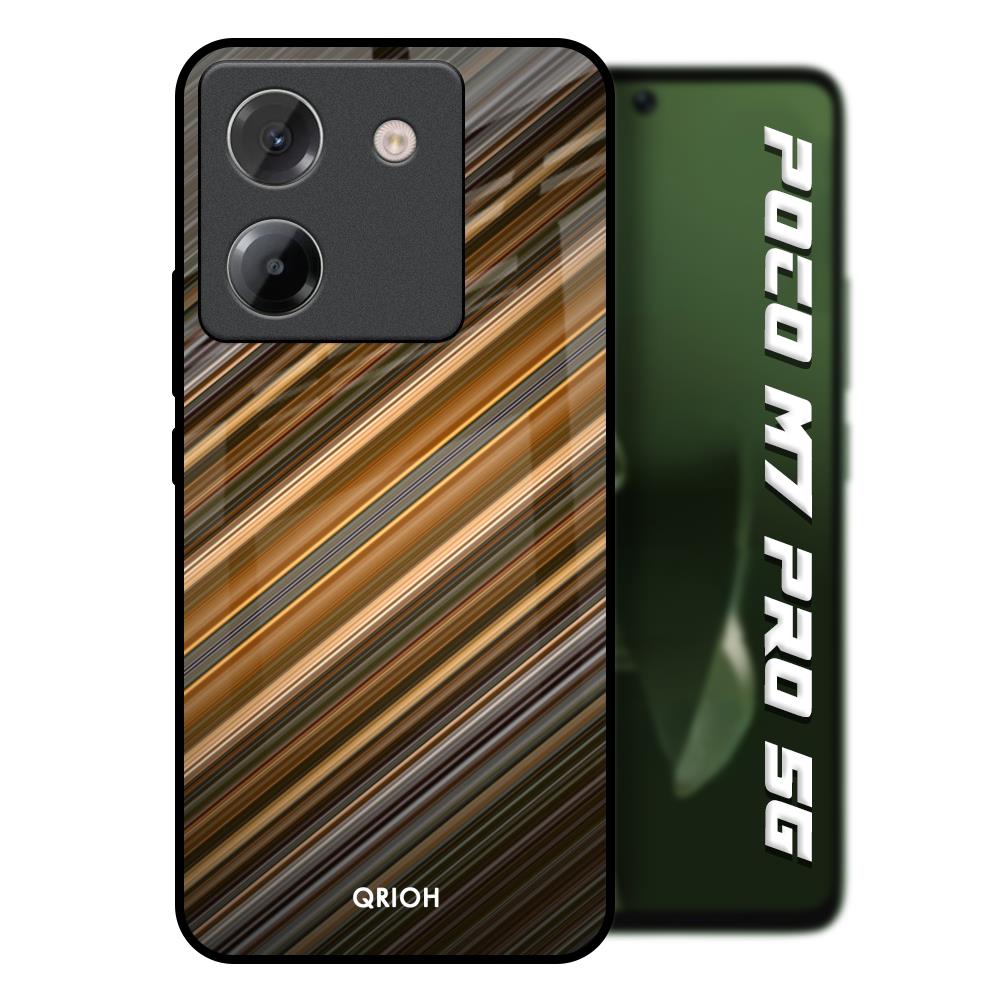 Diagonal Slash Pattern Poco M7 Pro 5G Glass Back Cover Online