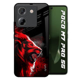 Red Angry Lion Poco M7 Pro 5G Glass Back Cover Online