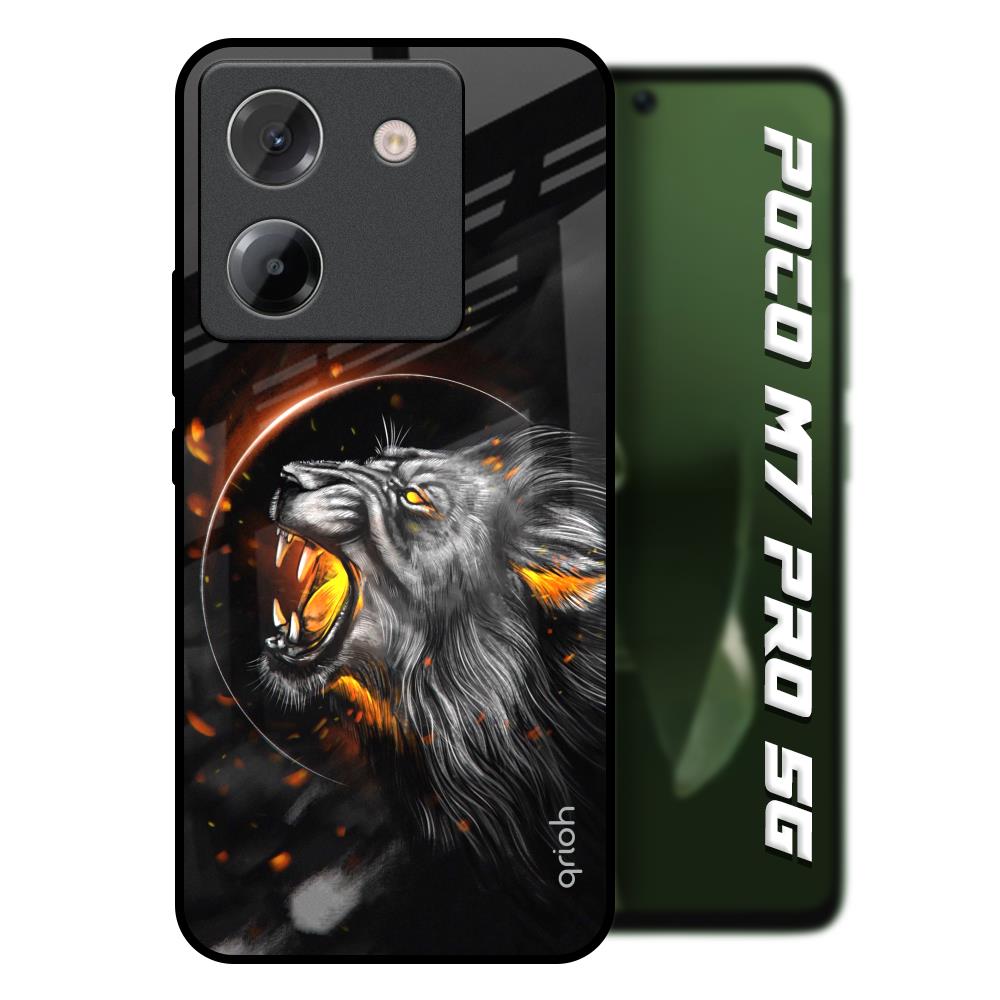 Aggressive Lion Poco M7 Pro 5G Glass Back Cover Online