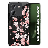 Black Cherry Blossom Poco M7 Pro 5G Glass Back Cover Online