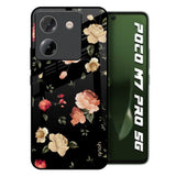 Black Spring Floral Poco M7 Pro 5G Glass Back Cover Online