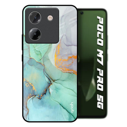 Green Marble Poco M7 Pro 5G Glass Back Cover Online