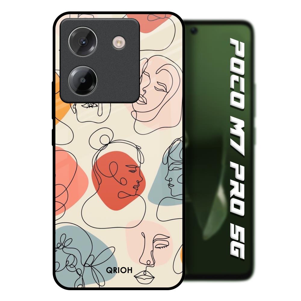 Abstract Faces Poco M7 Pro 5G Glass Back Cover Online