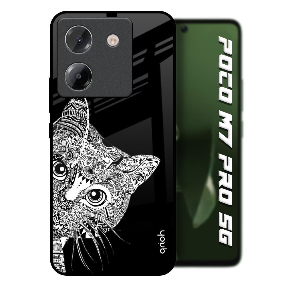 Kitten Mandala Poco M7 Pro 5G Glass Back Cover Online