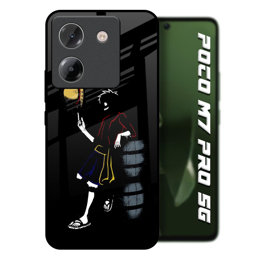 Luffy Line Art Poco M7 Pro 5G Glass Back Cover Online